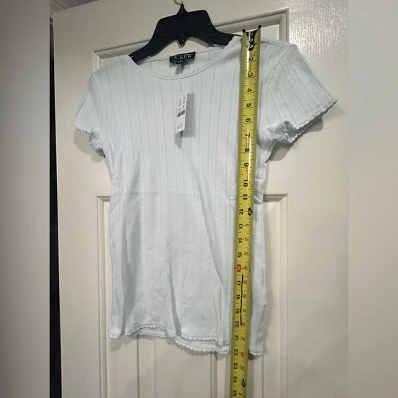J. Crew Women's Light Blue Pointelle Short-Sleeve T-Shirt, Size XS - Picture 9 of 10